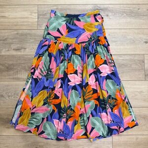 Abel the Label Leonard Tropical Maxi Skirt Pink Navy Floral Side Slit‎ Small